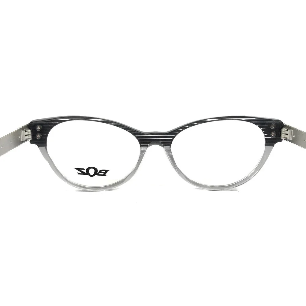 BOZ Eyeglasses Frames ZIGZAG 0313 Black Gray Silver Striped Full Rim 53-16-137